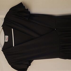 EUC VTG 1980s Milanzo Black Wrap Dress with Ruffled Sleeves